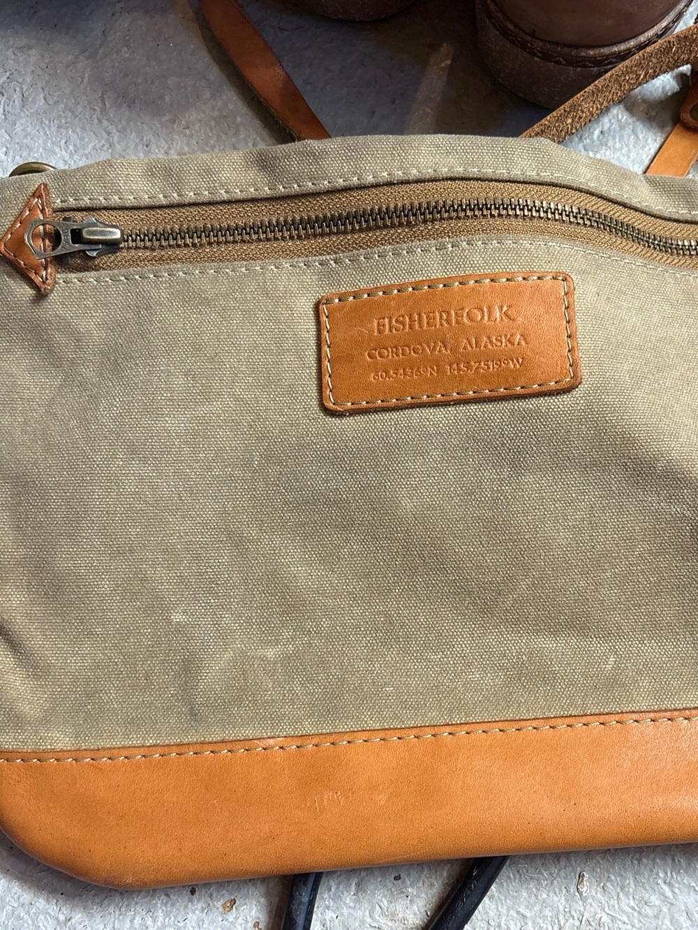 Artifact Design Handmade x Fisherfolk Canvas & Leather Crossbody Bag - Olive